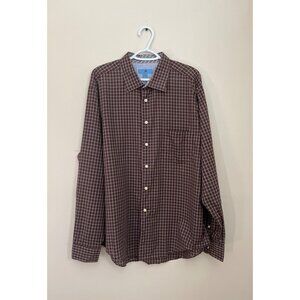 3 For $10 Egara Mens XXLarge Brown Checked Long Sleeve Button Up Collared Shirt
